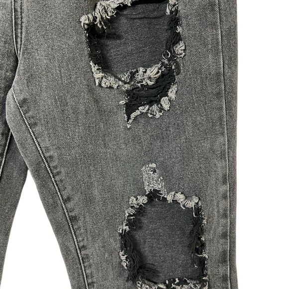 PrettyLittleThings Jeans Black Denim Holes Distressed High Rise Size‎ 8 Straight - Picture 4 of 10